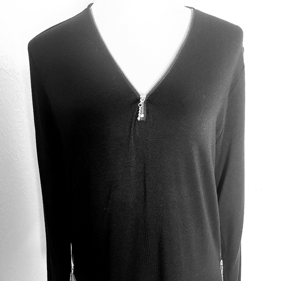 Comfy USA Sara Tunic Dress Black/Gray Mixed Material Size Large RARE Futuristic - Picture 4 of 15